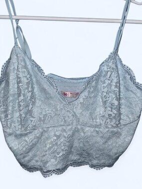 SO Gray Lace Detail Top